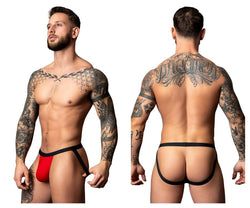 Male Power Men's Underwear 349-300 Hot Mesh Jock Color Black-Red thumbnail 1