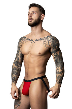 Male Power Men's Underwear 349-300 Hot Mesh Jock Color Black-Red thumbnail 2