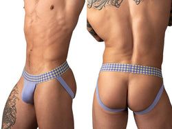 Male Power Men's Underwear 350-306 So Comfy Gingham Jockstrap in Purple Color Purple thumbnail 1