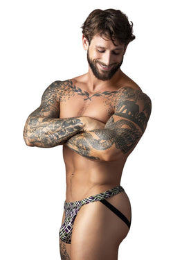 Male Power Men's Underwear 351-303 Gridlocked Strappy Ring Jock Color Printed thumbnail 2
