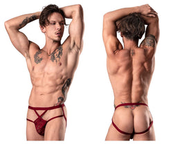 Male Power Men's Underwear 394-289 Lucifer Strappy Jock Color Burgundy thumbnail 1