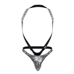 Male Power Men's Underwear 404-282 S-naked Shoulder Sling Harness Thong Color Silver-Black thumbnail 4
