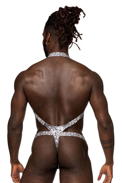 Male Power Men's Underwear 404-282 S-naked Shoulder Sling Harness Thong Color Silver-Black thumbnail 3