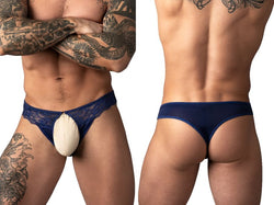 Male Power Men's Underwear 409-280 Sassy Lace Open Ring Thong Color Navy thumbnail 1
