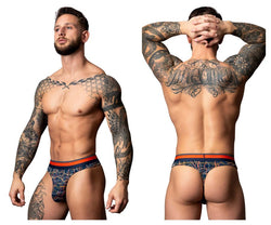 Male Power Men's Underwear 412-299 Soo Cumfy Thong Color Navy-Orange thumbnail 1
