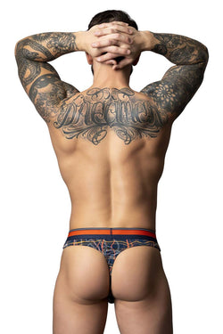 Male Power Men's Underwear 412-299 Soo Cumfy Thong Color Navy-Orange thumbnail 3