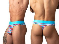 Male Power Men's Underwear 412-306 So Comfy Gingham Thong in Gingham Print Color Gingham Print thumbnail 1