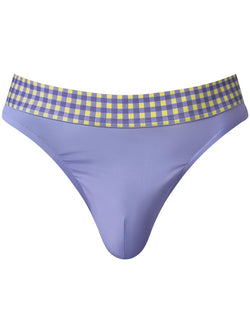 Male Power Men's Underwear 413-306 So Comfy Gingham Thong in Purple Color Purple thumbnail 4