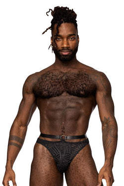 Male Power Men's Underwear 415-284 Rude Awakening Strap Thong Color Black thumbnail 2