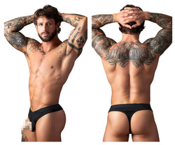 Male Power Men's Underwear 417-304 Open Ended Thong Open Front Elastic Cock Ring Color Black thumbnail 1
