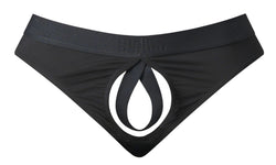 Male Power Men's Underwear 417-304 Open Ended Thong Open Front Elastic Cock Ring Color Black thumbnail 4