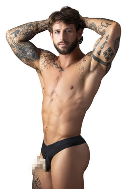 Male Power Men's Underwear 417-304 Open Ended Thong Open Front Elastic Cock Ring Color Black thumbnail 2