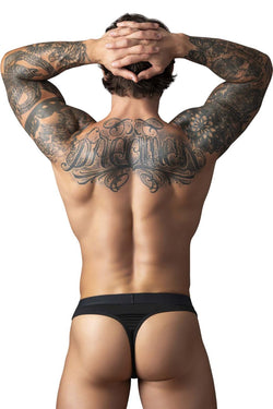 Male Power Men's Underwear 417-304 Open Ended Thong Open Front Elastic Cock Ring Color Black thumbnail 3