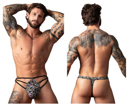 Male Power Men's Underwear 419-303 Gridlocked Thong Straps-Rings Color Printed thumbnail 1