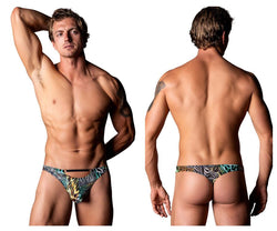 Male Power Men's Underwear 439-295 Go Wild Thong with 2 Rings Color Multi Animal thumbnail 1