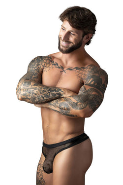 Male Power Men's Underwear 441-11C Fishnet 2 Bong Thong Color Black thumbnail 2