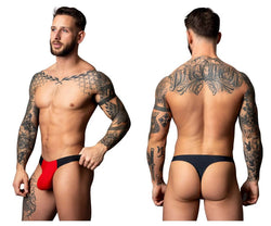 Male Power Men's Underwear 442-300 Hot Mesh Bong Thong Color Black-Red thumbnail 1