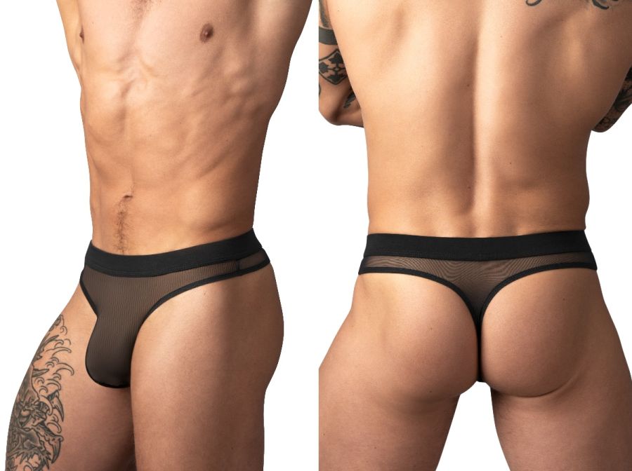Male Power Men's Underwear 442-307 Mesh 2 Bong Thong Color Black