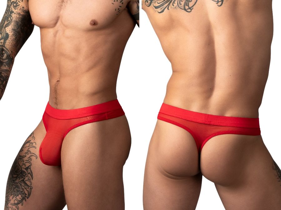 Male Power Men's Underwear 442-307 Mesh 2 Bong Thong Color Red