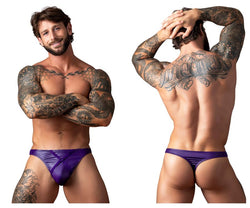 Male Power Men's Underwear 447-302 Eggplant Crossover Thong Color Plum thumbnail 1