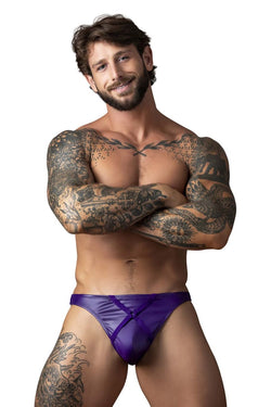 Male Power Men's Underwear 447-302 Eggplant Crossover Thong Color Plum thumbnail 2