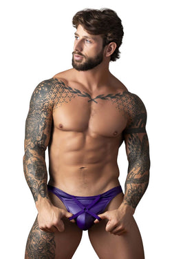 Male Power Men's Underwear 447-302 Eggplant Crossover Thong Color Plum thumbnail 4