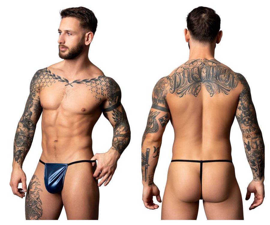 Male Power Men's Underwear 450-301 Liquid Onyx 2.0 G-String Color Blue