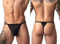 Male Power Men's Underwear 456-305 Ripple Micro V-String Thong Color Black thumbnail 1