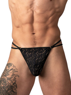 Male Power Men's Underwear 456-305 Ripple Micro V-String Thong Color Black thumbnail 2