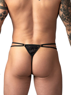 Male Power Men's Underwear 456-305 Ripple Micro V-String Thong Color Black thumbnail 3