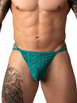 Male Power Men's Underwear 456-305 Ripple Micro V-String Thong Color Teal thumbnail 2