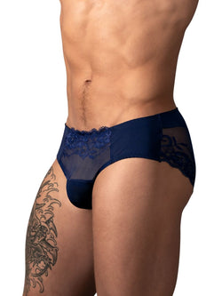 Male Power Men's Underwear 492-280 Sassy Lace Bikini Sold Pouch Color Navy thumbnail 2