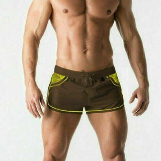 Maskulo Beach Guard Brown Contrast Mesh Swim Trunk