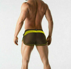 Maskulo Beach Guard Brown Contrast Mesh Swim Trunk thumbnail 3