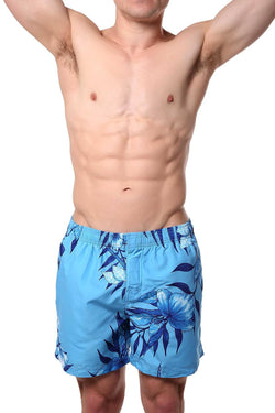 Memphis Blues Blue Tropical/Leaf Printed Swim Short thumbnail 2