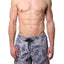 Memphis Blues Navy Fern-Printed Water-Denim Swim Short