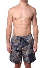 Memphis Blues Navy Jungle-Printed Water-Denim Swim Short