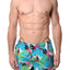 Memphis Blues Turquoise Tropical/Crab Printed Swim Short