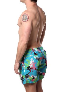 Memphis Blues Turquoise Tropical/Crab Printed Swim Short thumbnail 3