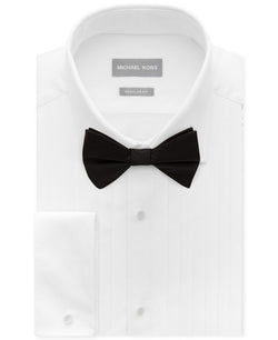Michael Kors Classic/regular Fit Non-iron Performance French Cuff Formal Dress Shirt & Pre-tied Silk Bow Tie Set White thumbnail 1