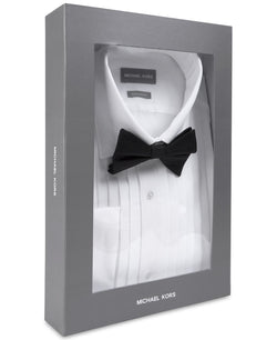 Michael Kors Classic/regular Fit Non-iron Performance French Cuff Formal Dress Shirt & Pre-tied Silk Bow Tie Set White thumbnail 2