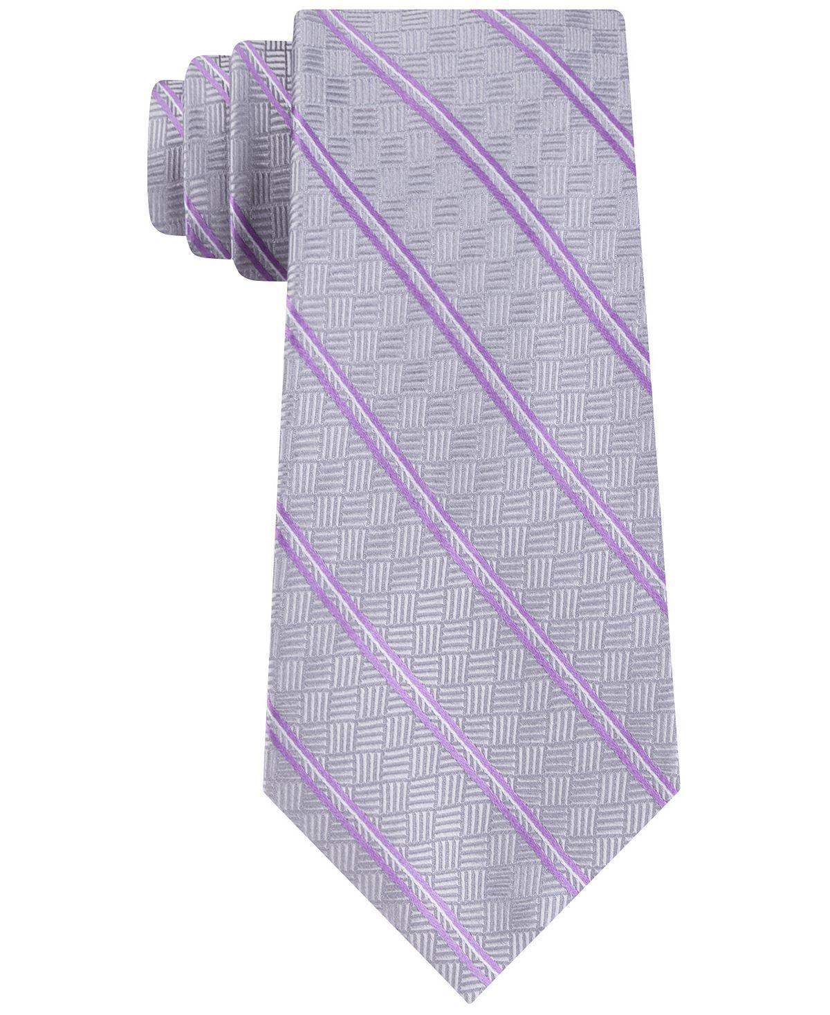 Michael Kors Cross-hatch And Stripe Tie Grape