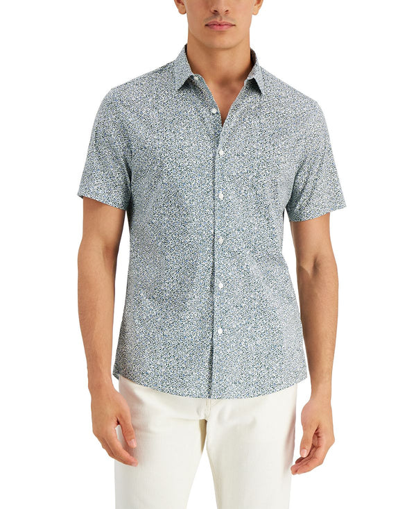 Michael Kors Floral-print Stretch Shirt Moss