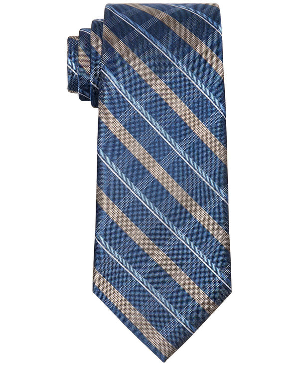 Michael Kors Railroad Plaid Necktie Taupe