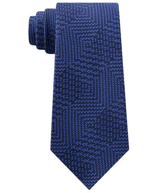 Michael Kors Textured Geometric Patchwork Tie Navy