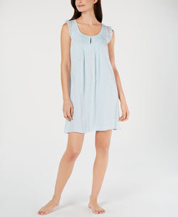 Miss Elaine Lace Ruffle Sleeveless Chemise Nightgown Crystal Blue thumbnail 1