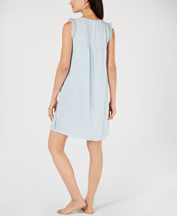 Miss Elaine Lace Ruffle Sleeveless Chemise Nightgown Crystal Blue thumbnail 2