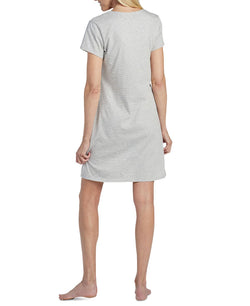 Miss Elaine Lace-trim Knit Nightgown Heather Grey / Ivory Stripe thumbnail 2