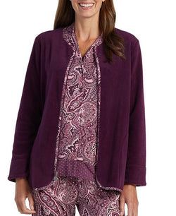 Miss Elaine Open Front Bed Jacket Aubergine thumbnail 1