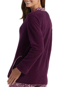 Miss Elaine Open Front Bed Jacket Aubergine thumbnail 2